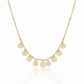 Gentle Finish Sterling Silver Gold Plated Dangling Circles Necklace