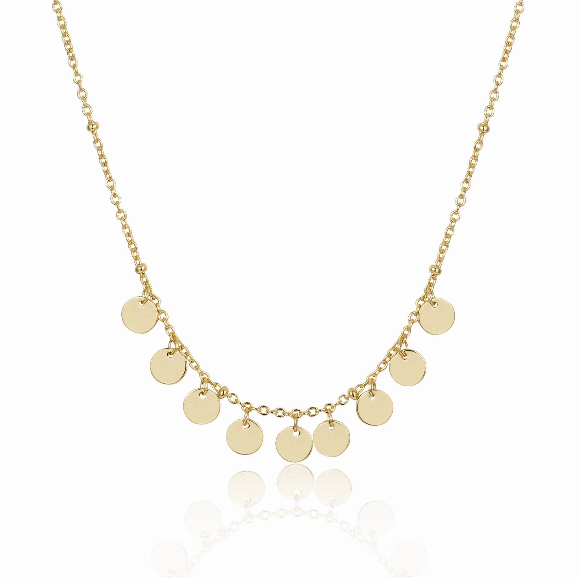 Gentle Finish Sterling Silver Gold Plated Dangling Circles Necklace