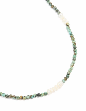 Gold Plated Freshwater Pearl & Aqua Semi Precious Stone Beaded Fine Necklace premium design Jeweled Adornment