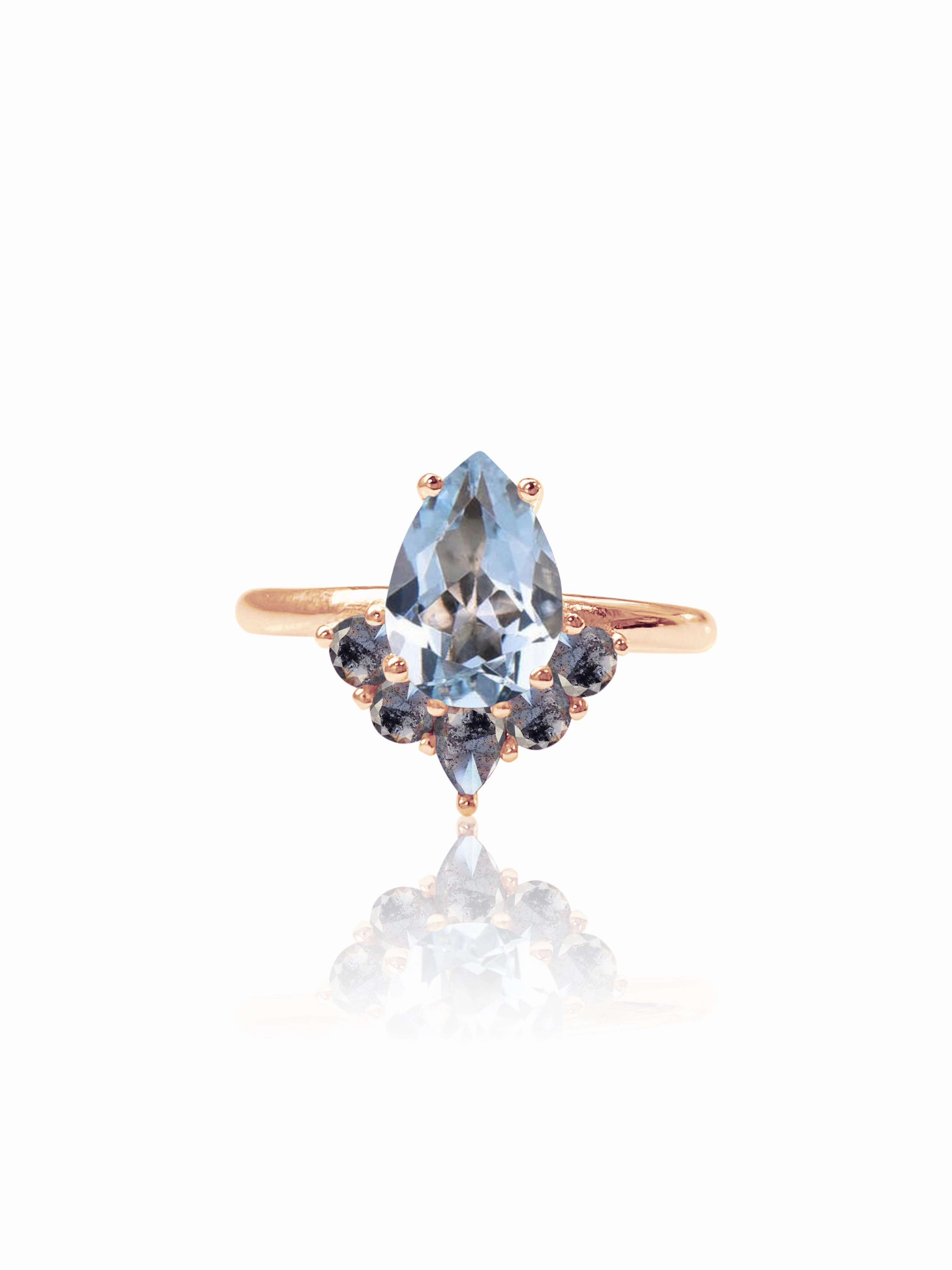 Excellent Adornment Suyana 14K Aquamarine & Salt and Pepper Diamond Ring