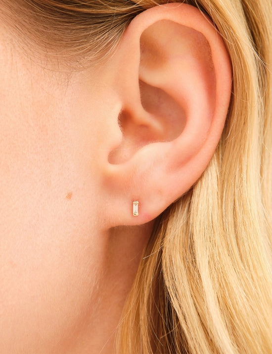 Holiday Jewelry Unique Option 14K Solid Gold Vivien Baguette Diamond Studs