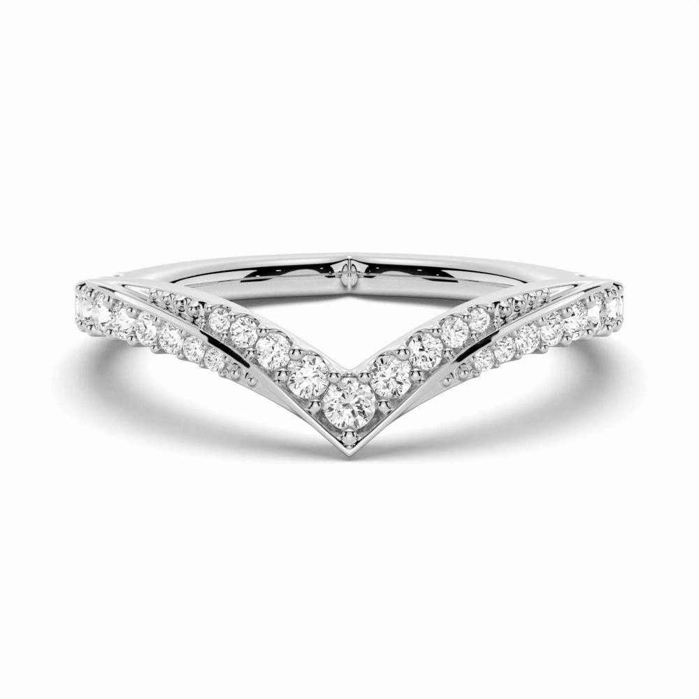 Classic Curved V Moissanite Wedding Band Beautiful Symbol Exquisite Expression