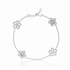 Diverse Appeal Sterling Silver 4 Flower Bracelet