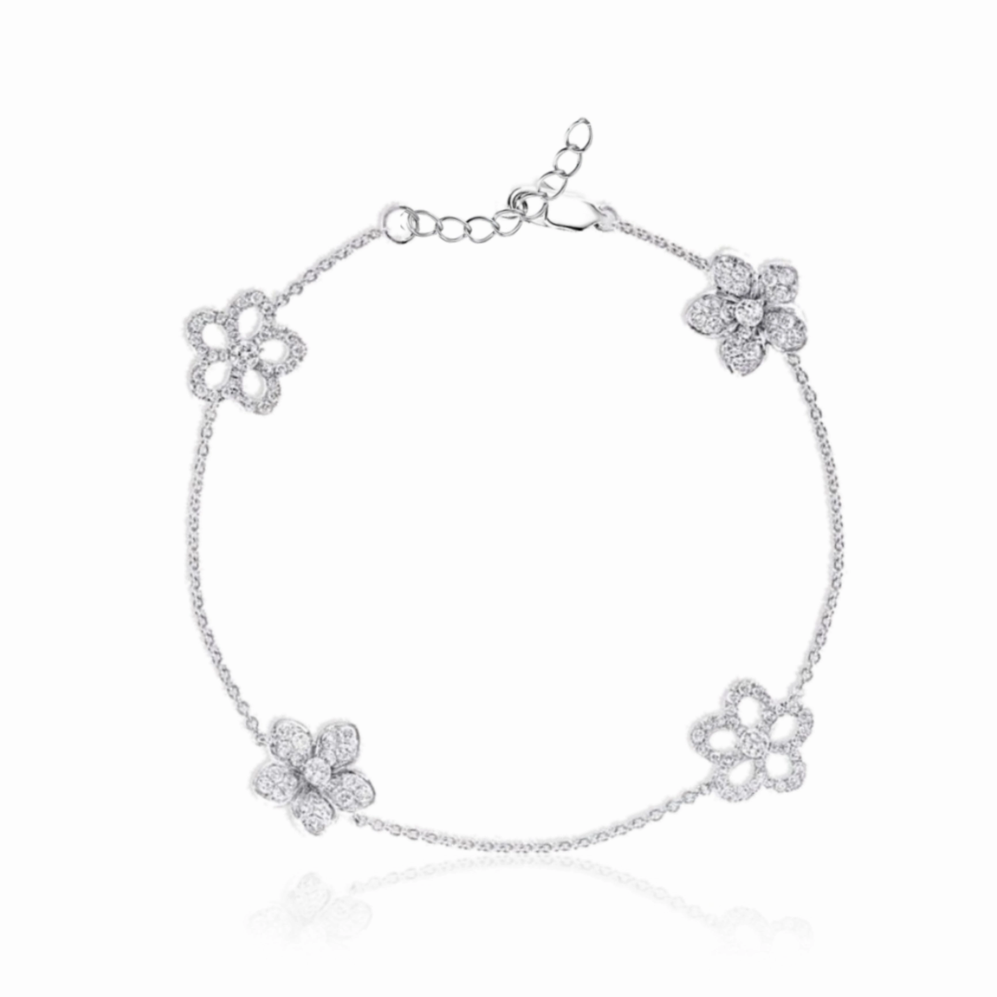 Diverse Appeal Sterling Silver 4 Flower Bracelet