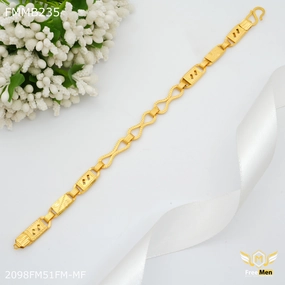 Freemen One by One Designer Nawabi goldne Bracelet For Men - FMMB235 Final Perspective Modifiable Element