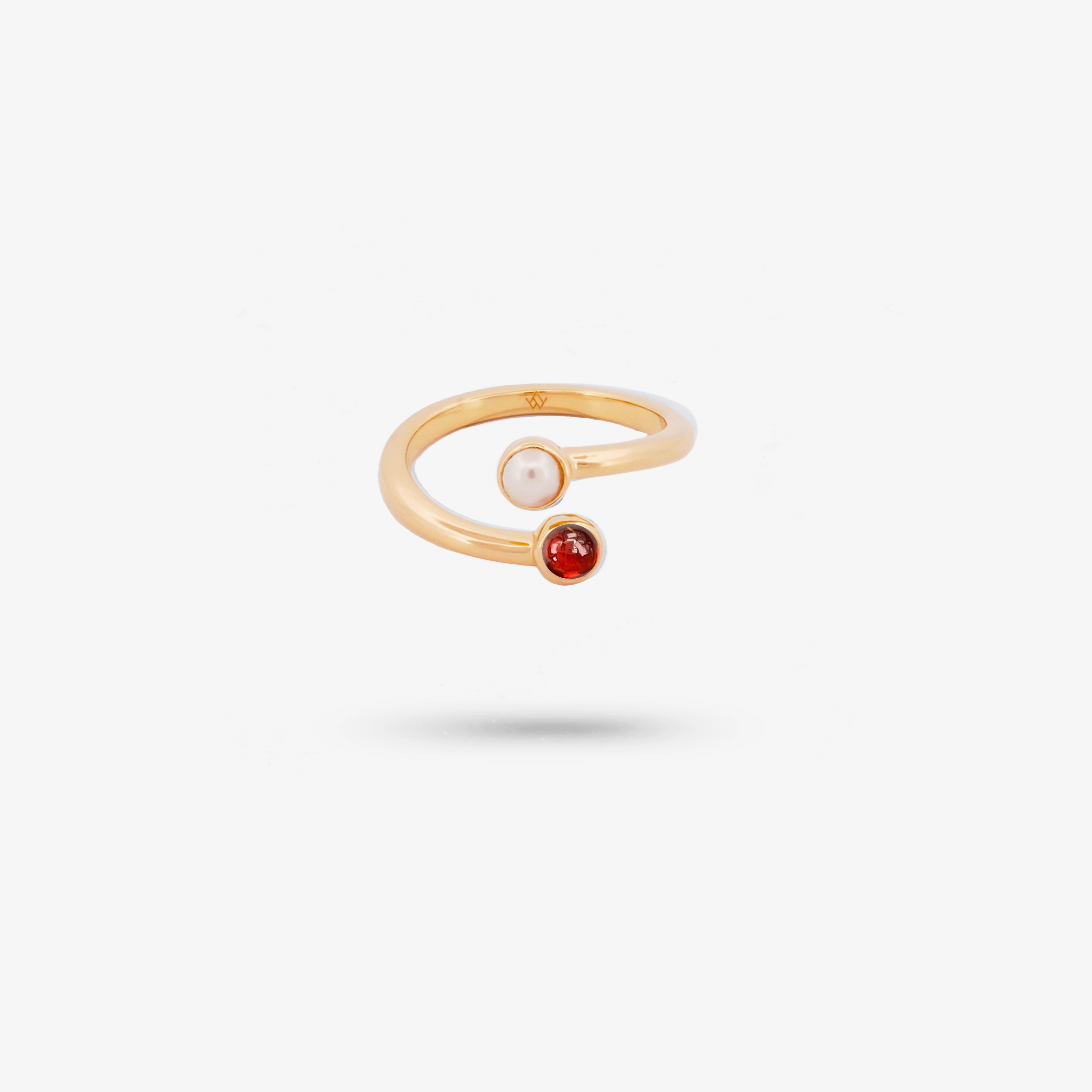 Graceful Accent Personal Style Amare Wear Dual Garnet with Freshwater Pearl Coil Ring