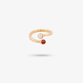 Dramatic Effect Amare Wear Dual Garnet with Freshwater Pearl Coil Ring