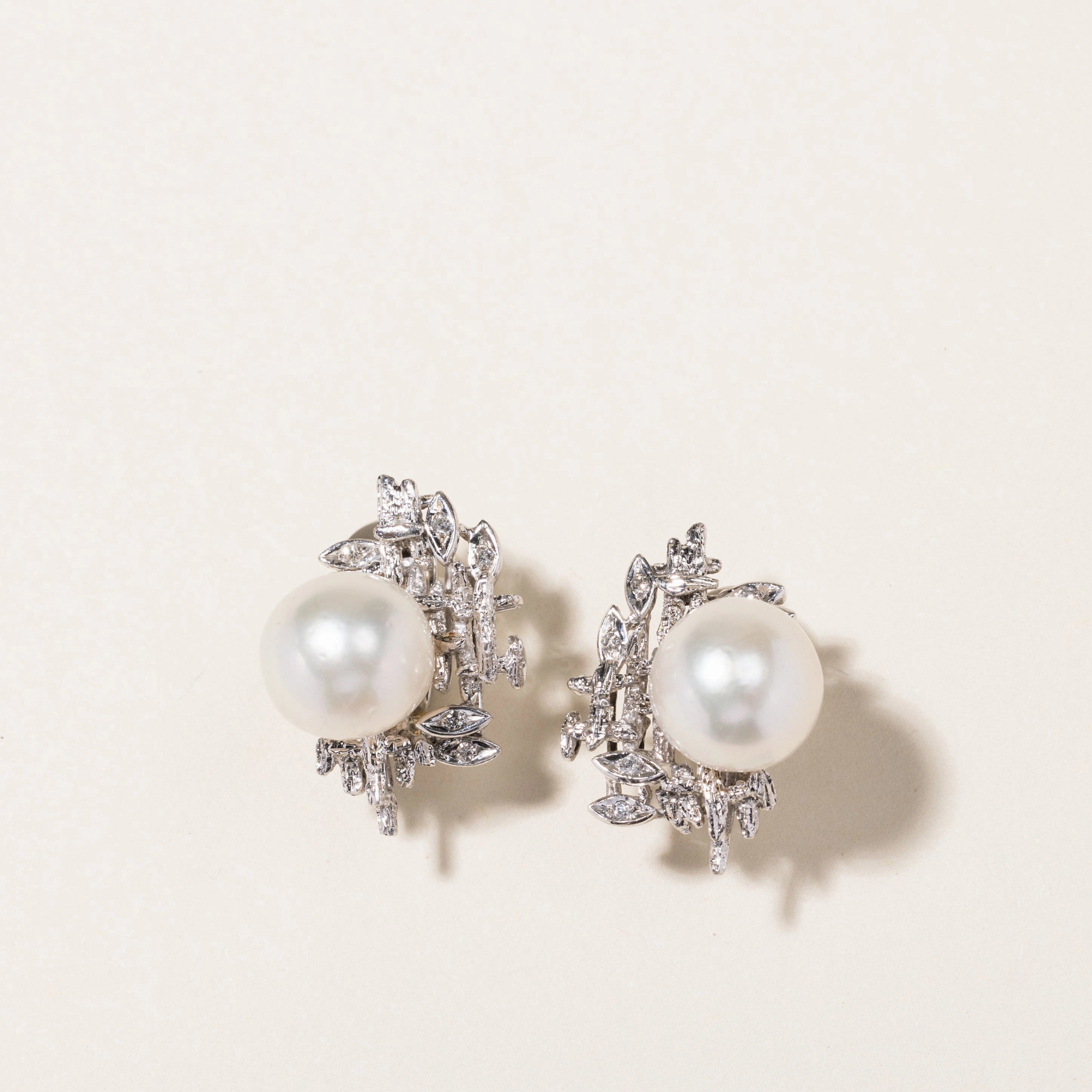 Smooth Fit Polished Glow Pearl & Diamond Stud Earrings | 11.00mm, 0.06ctw
