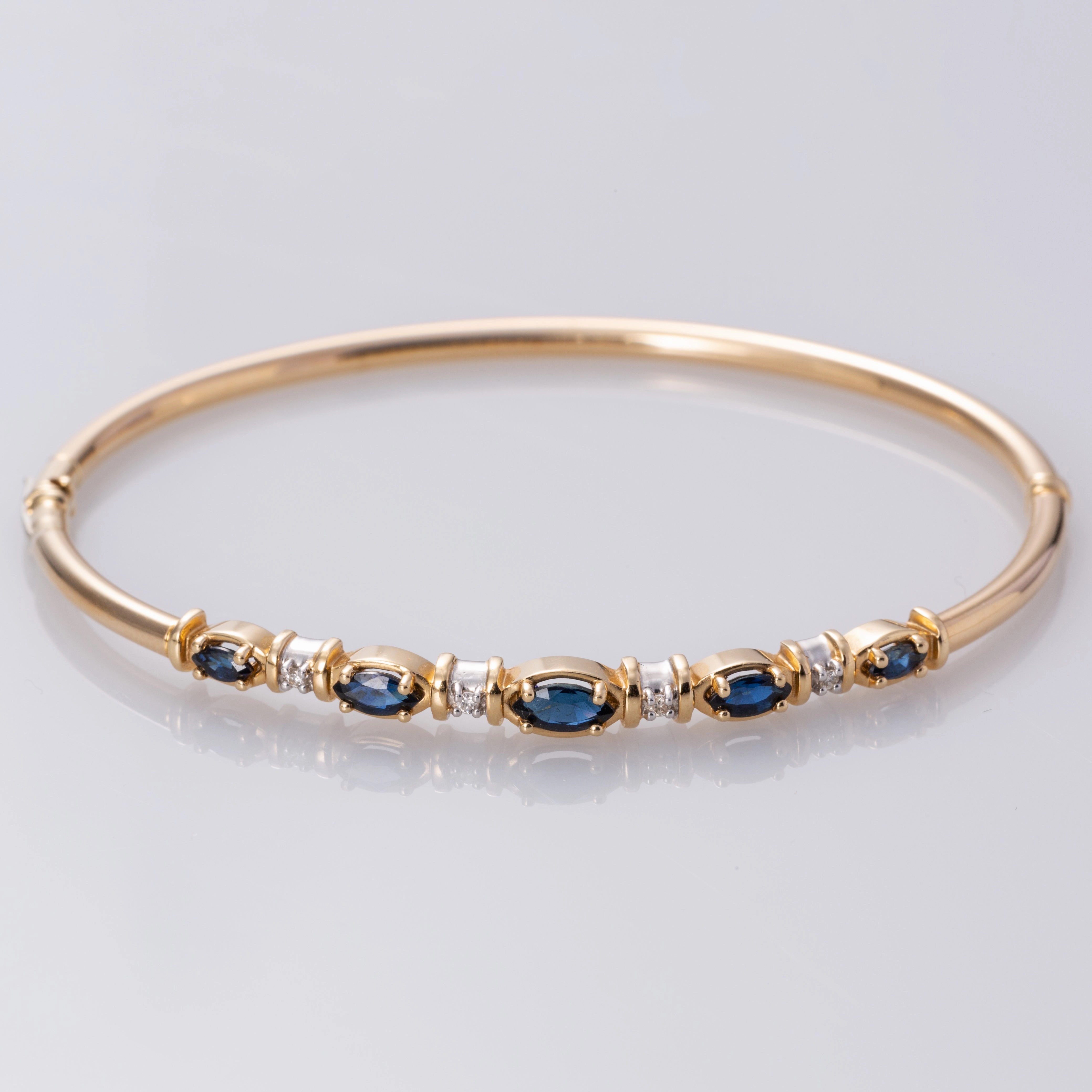 14K Yellow Gold Sapphire and Diamond Bracelet | 0.92ctw, 0.04ctw | 6.5" Gifting Moment Birthday Surprise