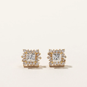 Cluster Set Diamond Stud Earrings | 2.44ctw | Romantic Feature Fresh Feature