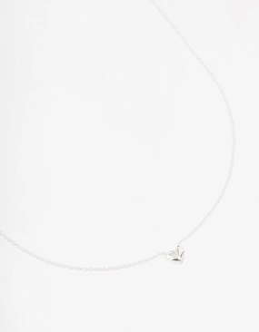 Glamorous Vibe Long Adornment Sterling Silver Mini Puffy Heart Pendant Necklace