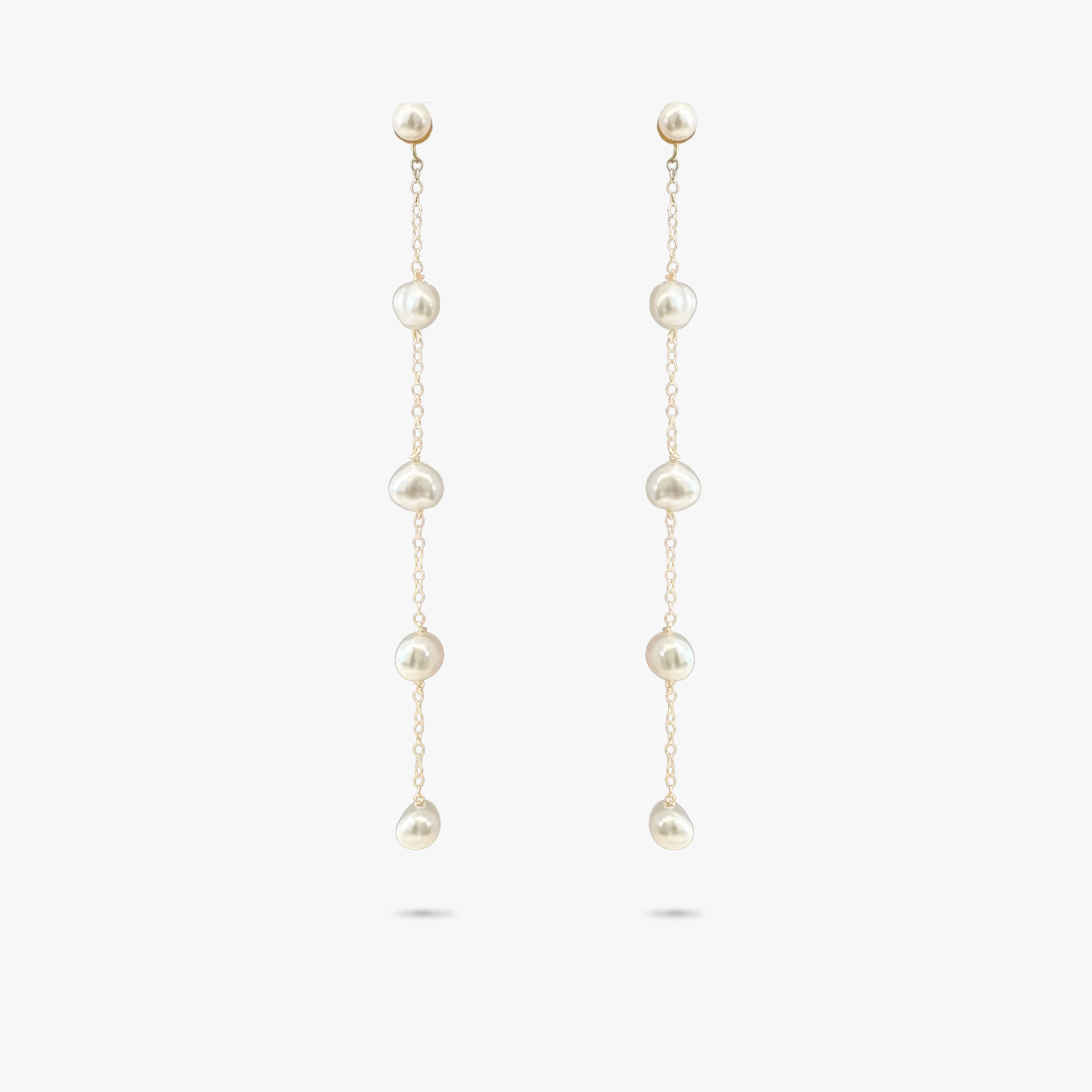 Amare Wear 14k Solid Gold Akoya Pearl Stud and Freshwater pearl 4 Drop Earrings Gift Box Trend Look