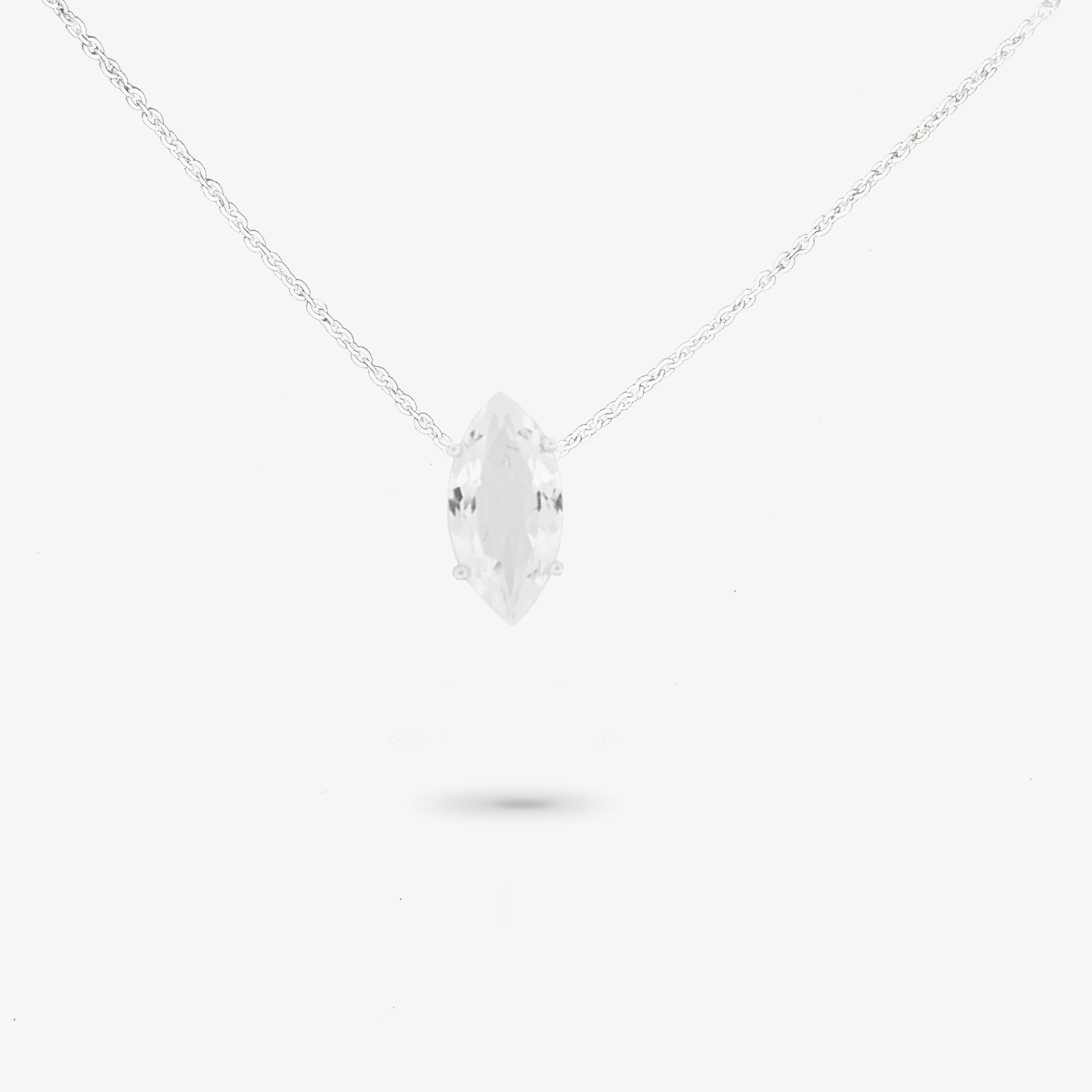Effortless Charm Amare Wear 925 Sterling Silver April Marquise Birthstone Necklace White Topaz