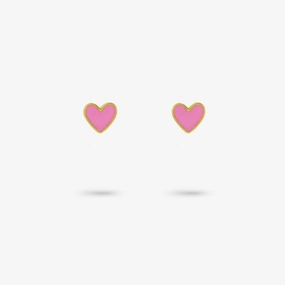 Amare Wear Baby Pink Heart Enamel 24k Gold Vermeil Studs Party Outfit Handcrafted Work