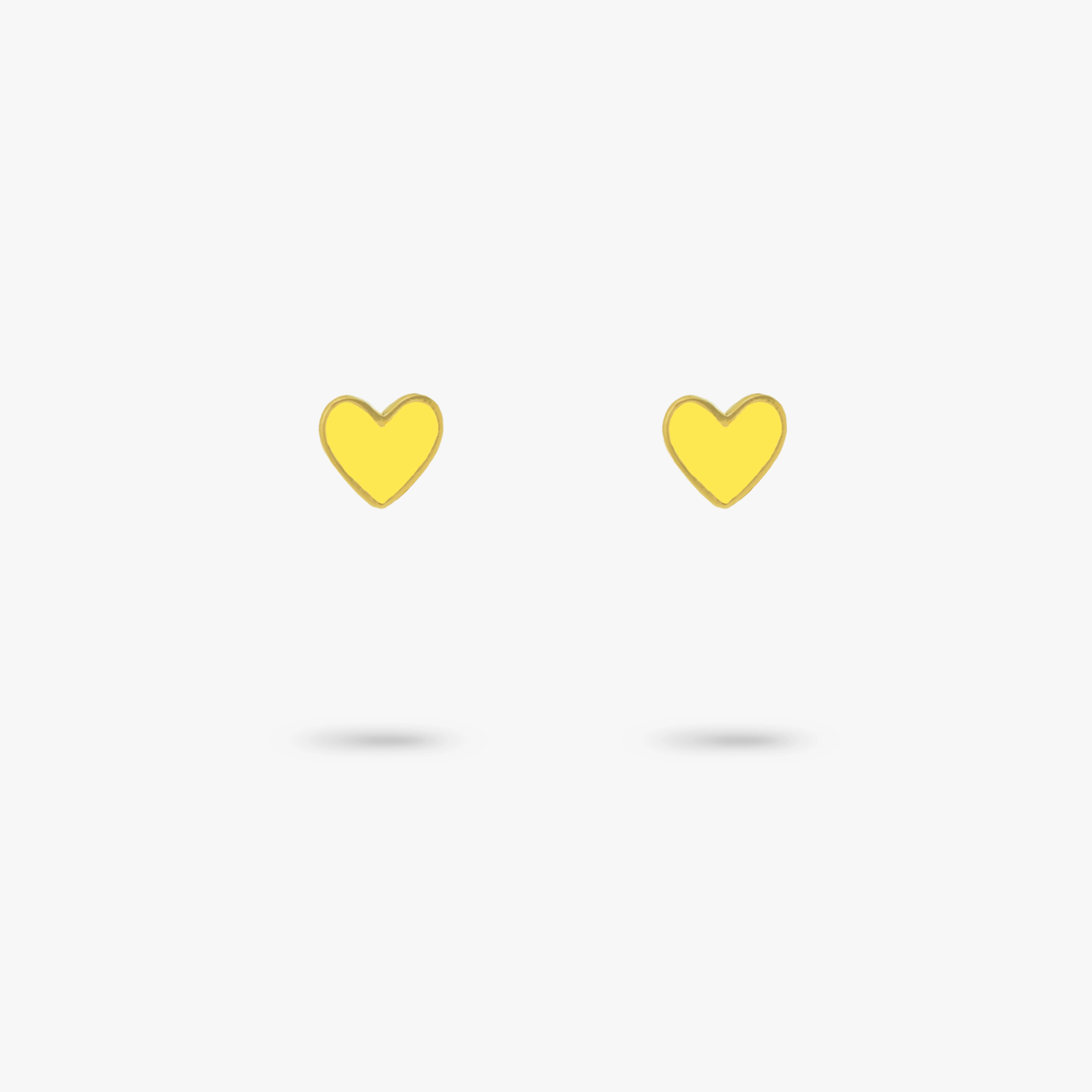 Refined Contour Elegant Outfit Amare Wear Baby Yellow Heart Enamel 24k Gold Vermeil Studs