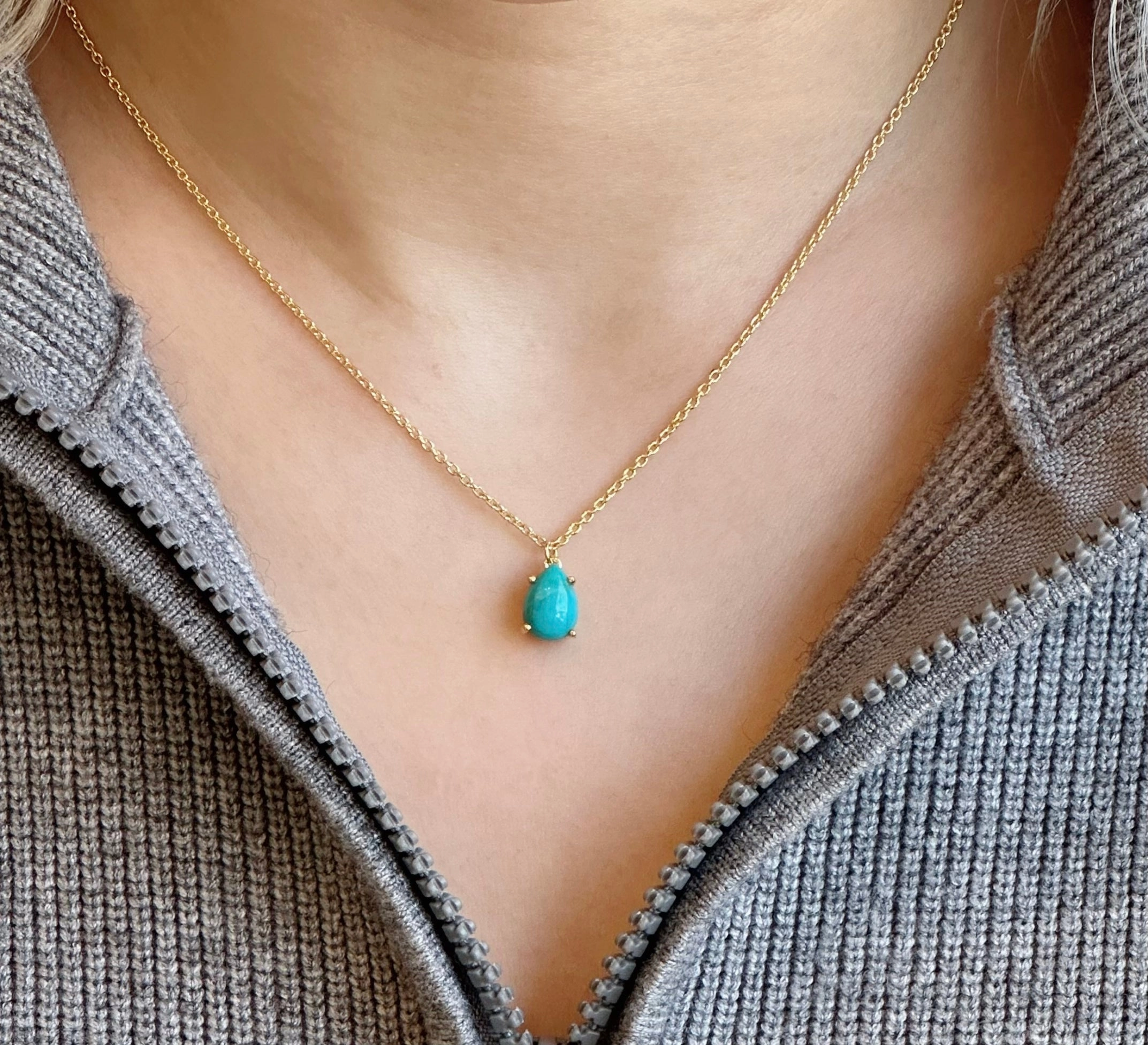 Amare Wear Celebration Collection - December Birthstone Necklace Turquoise All Day Wear