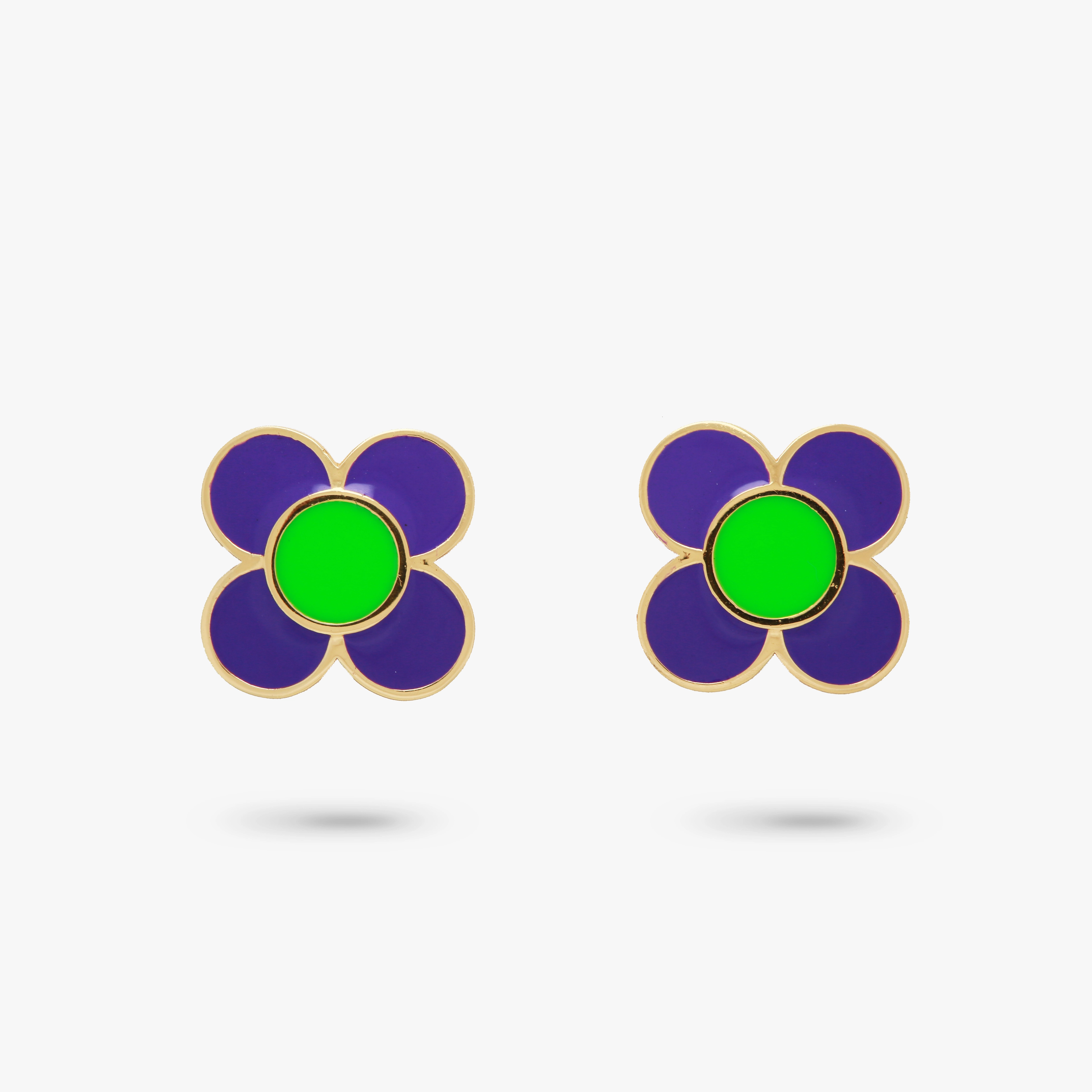 Straight Adornment Fashionable Decor Amare Wear Daisy Flower Purple and Green Enamel Stud Earring
