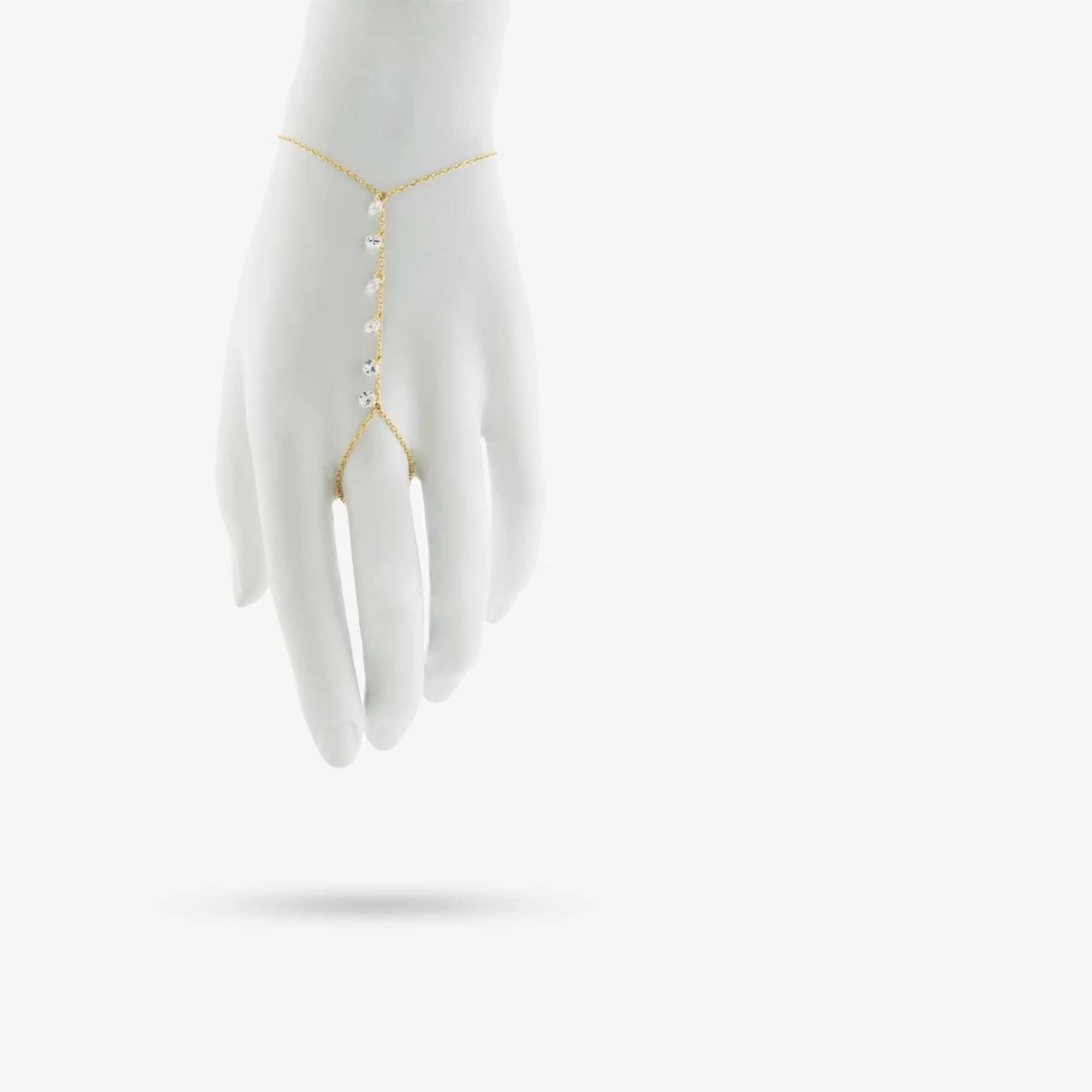 Timeless Pieces Amare Wear Delicate Hand Chain Bracelet with Crystal Drop