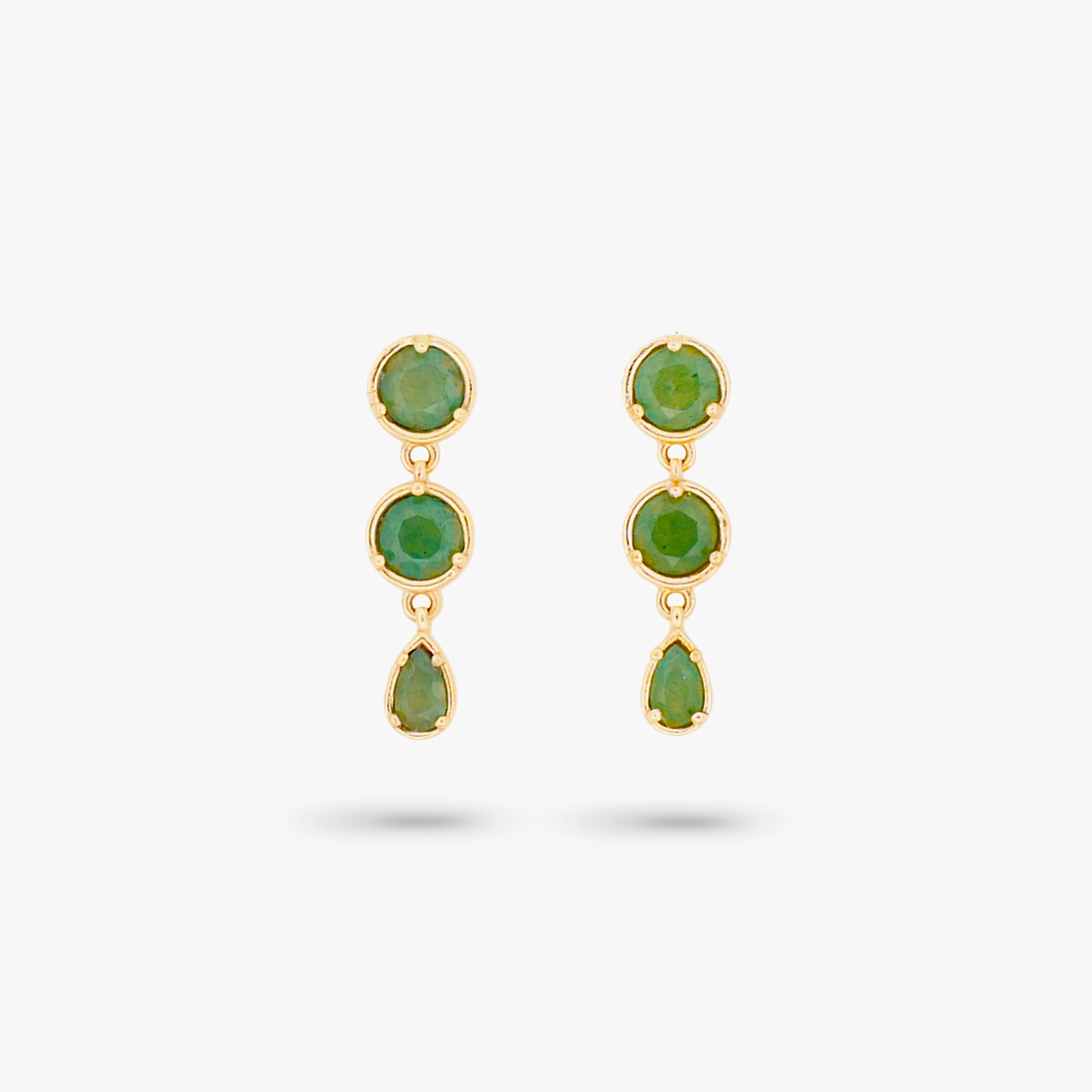 Amare Wear Gold Vermeil Green Aventurine Mini Dangle Earrings Elegant Occasion