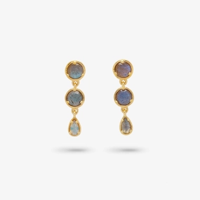 Creative Accessory Refined Item Amare Wear Gold Vermeil Labradorite Mini Dangle Earrings