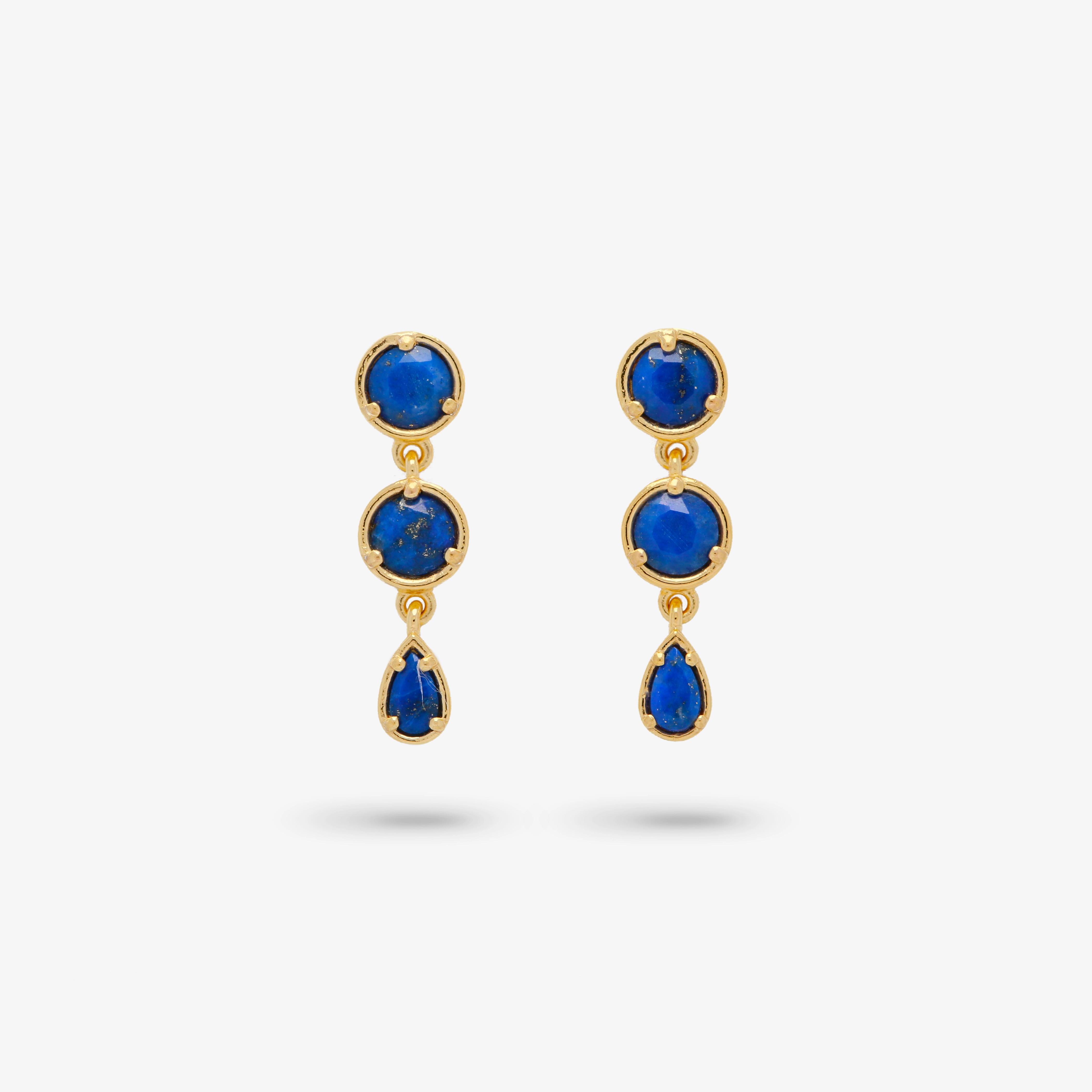 Luxury feature Smooth Curve Amare Wear Gold Vermeil Lapis Mini Dangle Earrings
