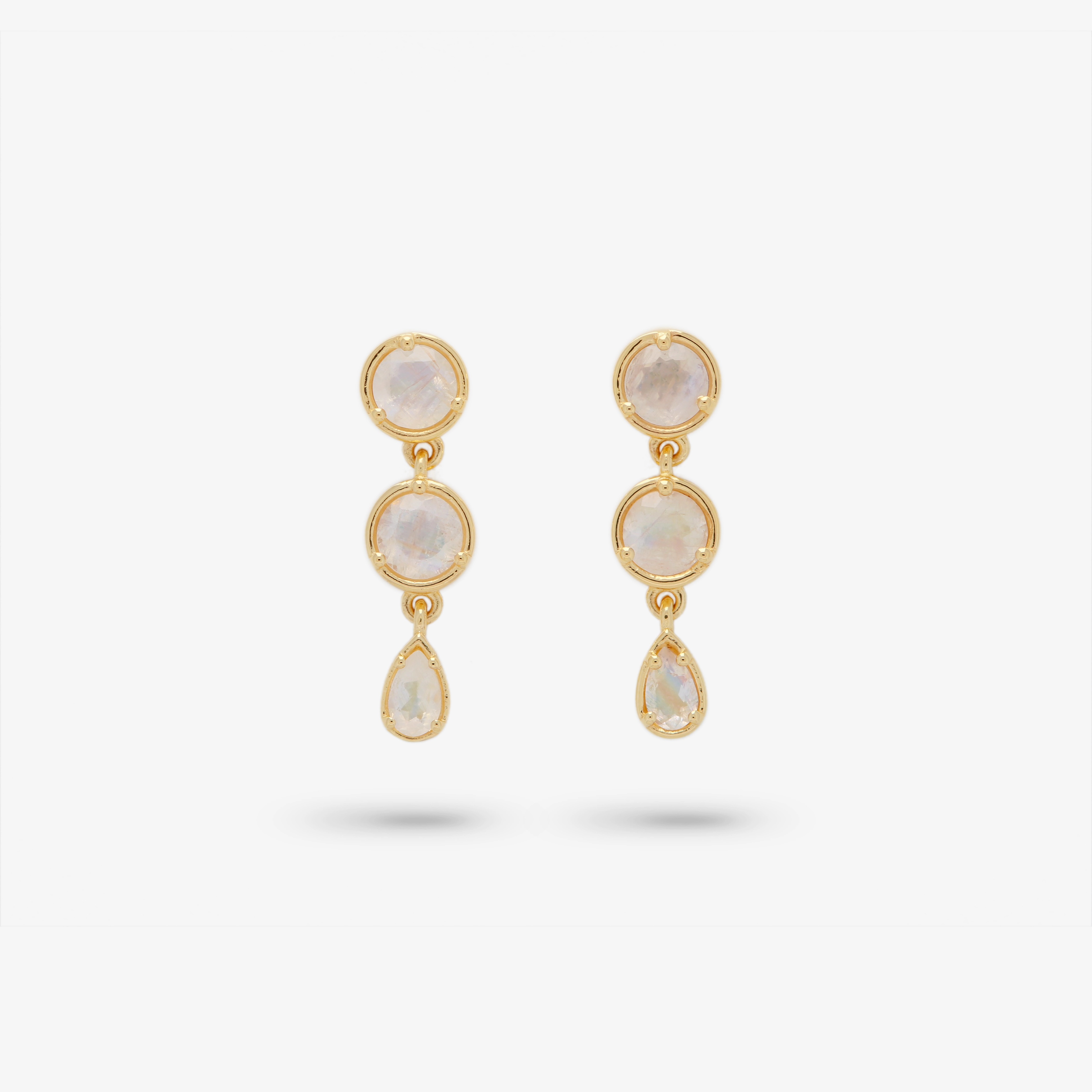 Creative Accent Chic Highlight Amare Wear Gold Vermeil Moonstone Mini Dangle Earrings