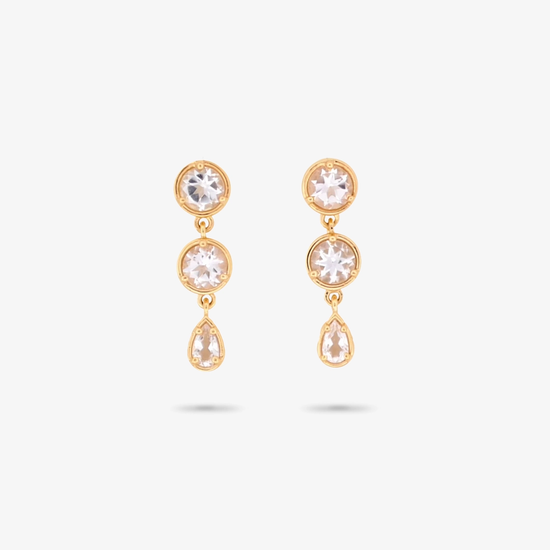 Precious Jewelry Pieces Muted Finish Amare Wear Gold Vermeil White Topaz Mini Dangle Earrings