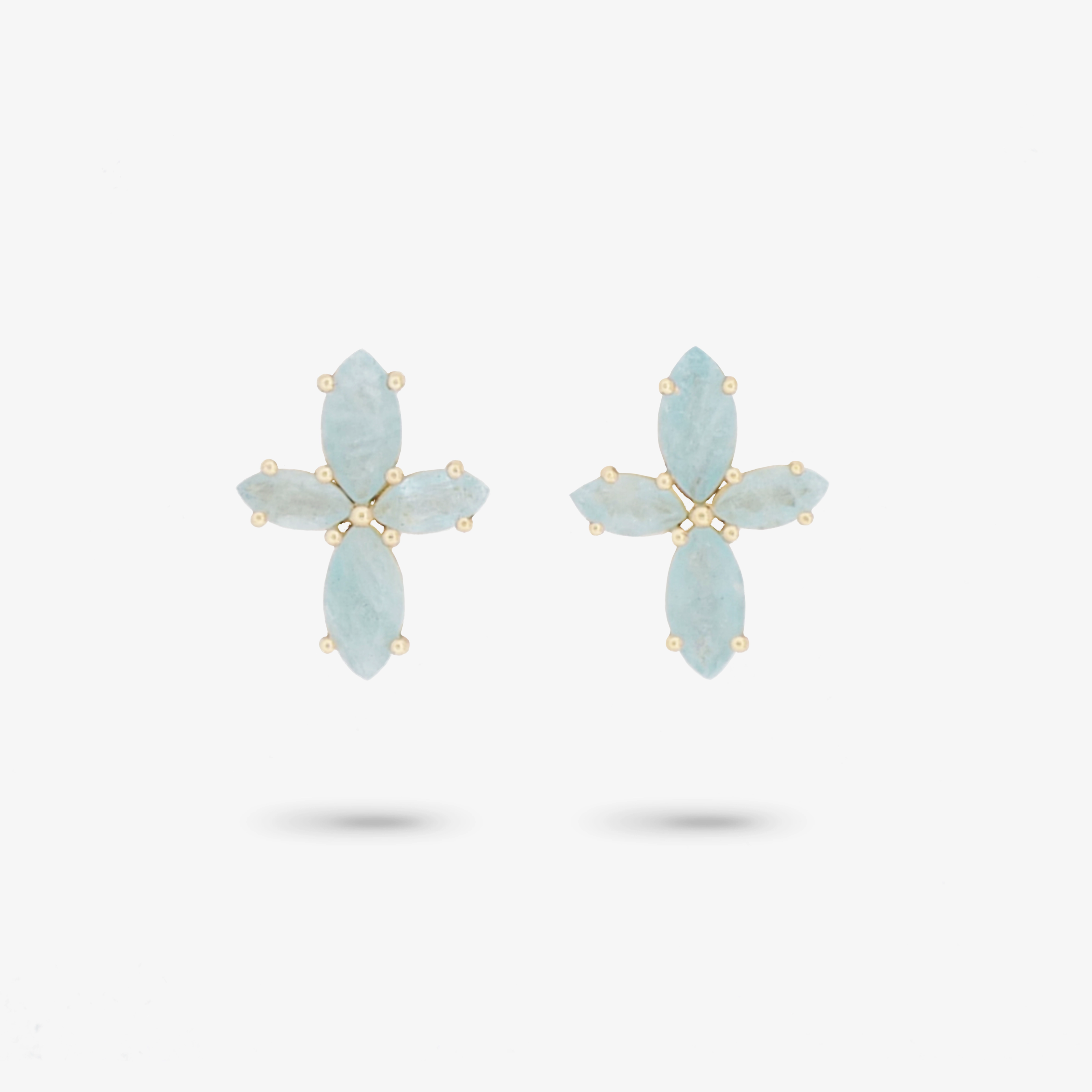 Shiny Embellishment Luxury feature Amare Wear Marquise Flower Aquamarine Earring Studs