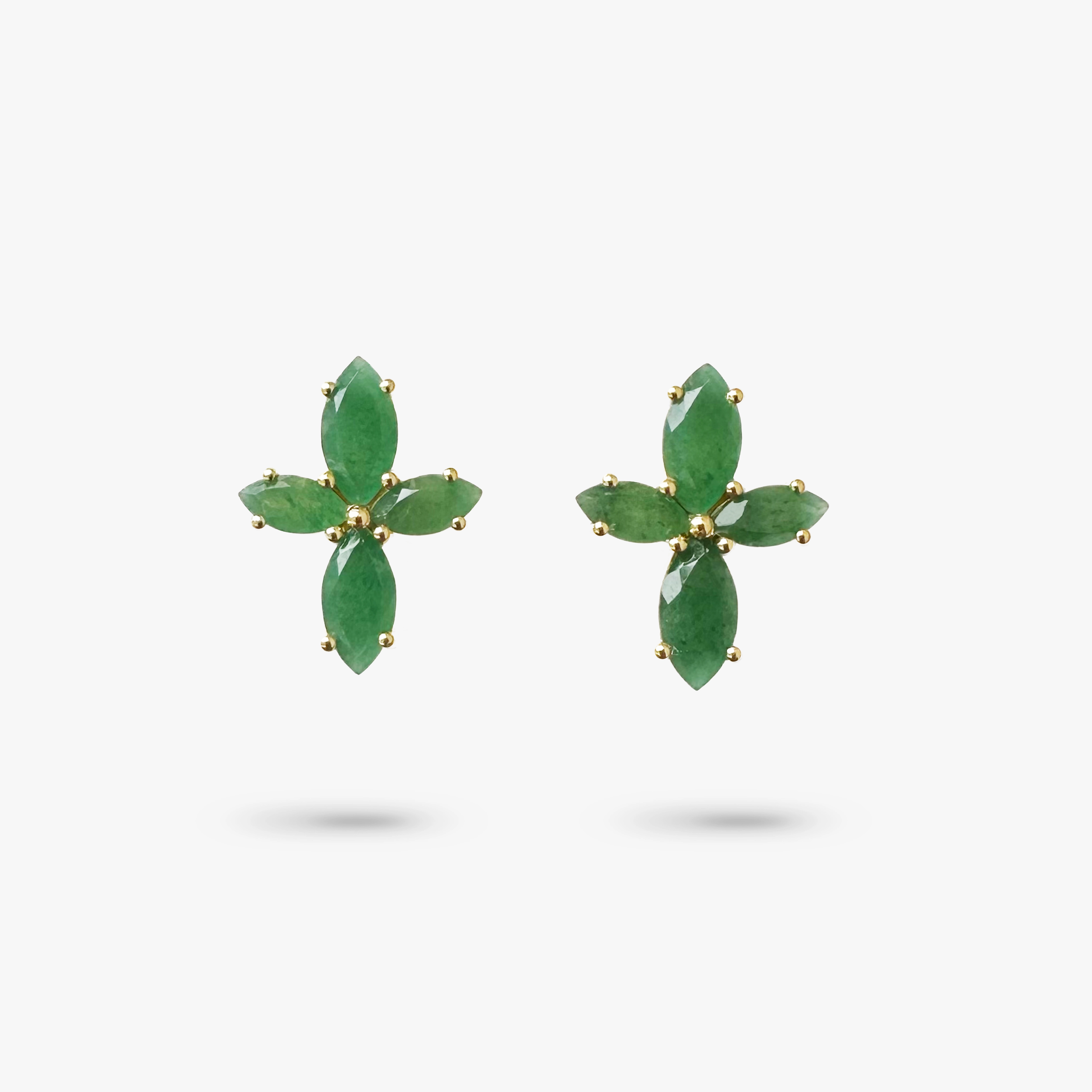 Charming Accessories Amare Wear Marquise Flower Green Aventurine Earring Studs