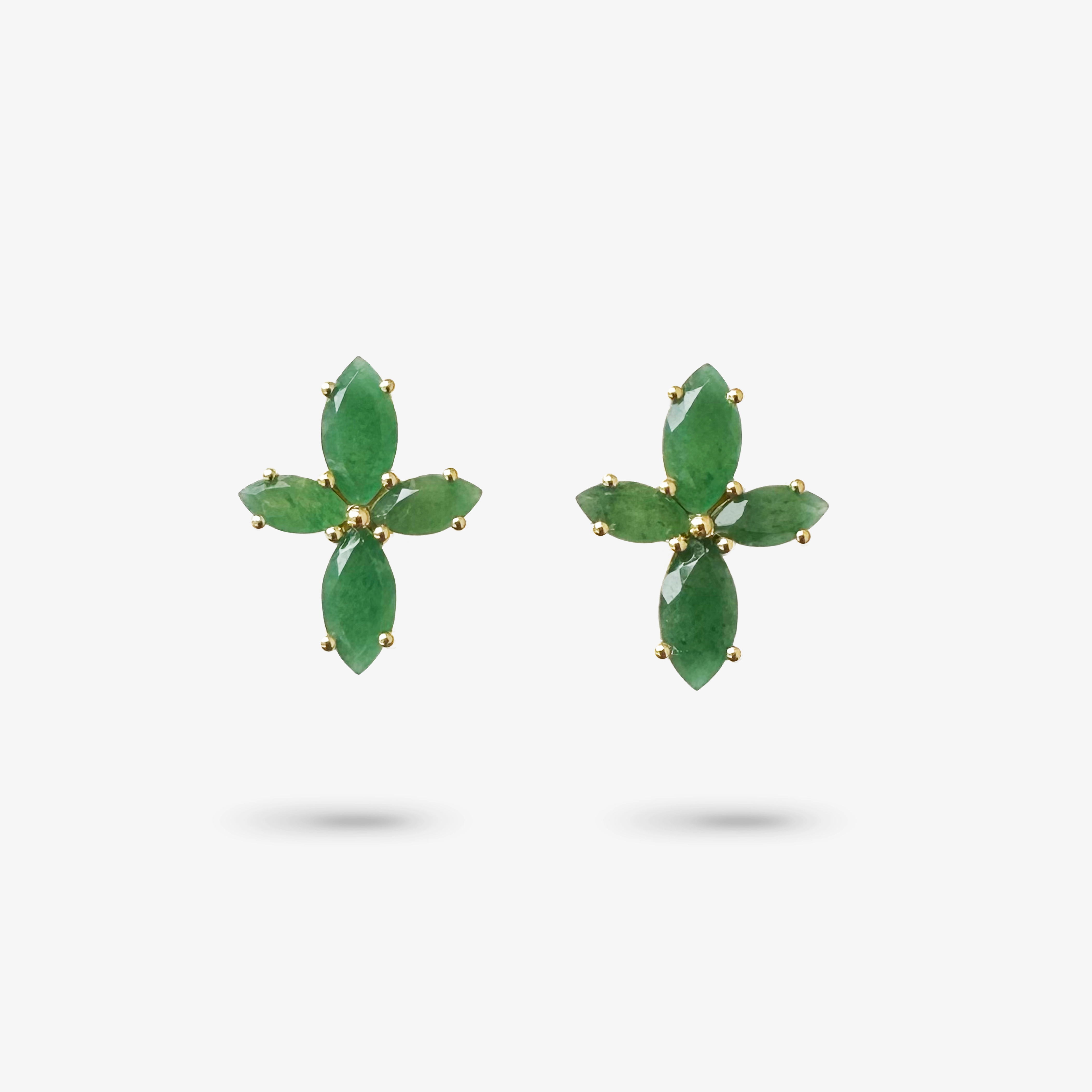 Amare Wear Marquise Flower Green Aventurine Earring Studs Casual Decoration