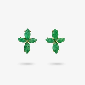 Refined Element Beach Trinket Amare Wear Marquise Flower Green Onyx Earring Studs
