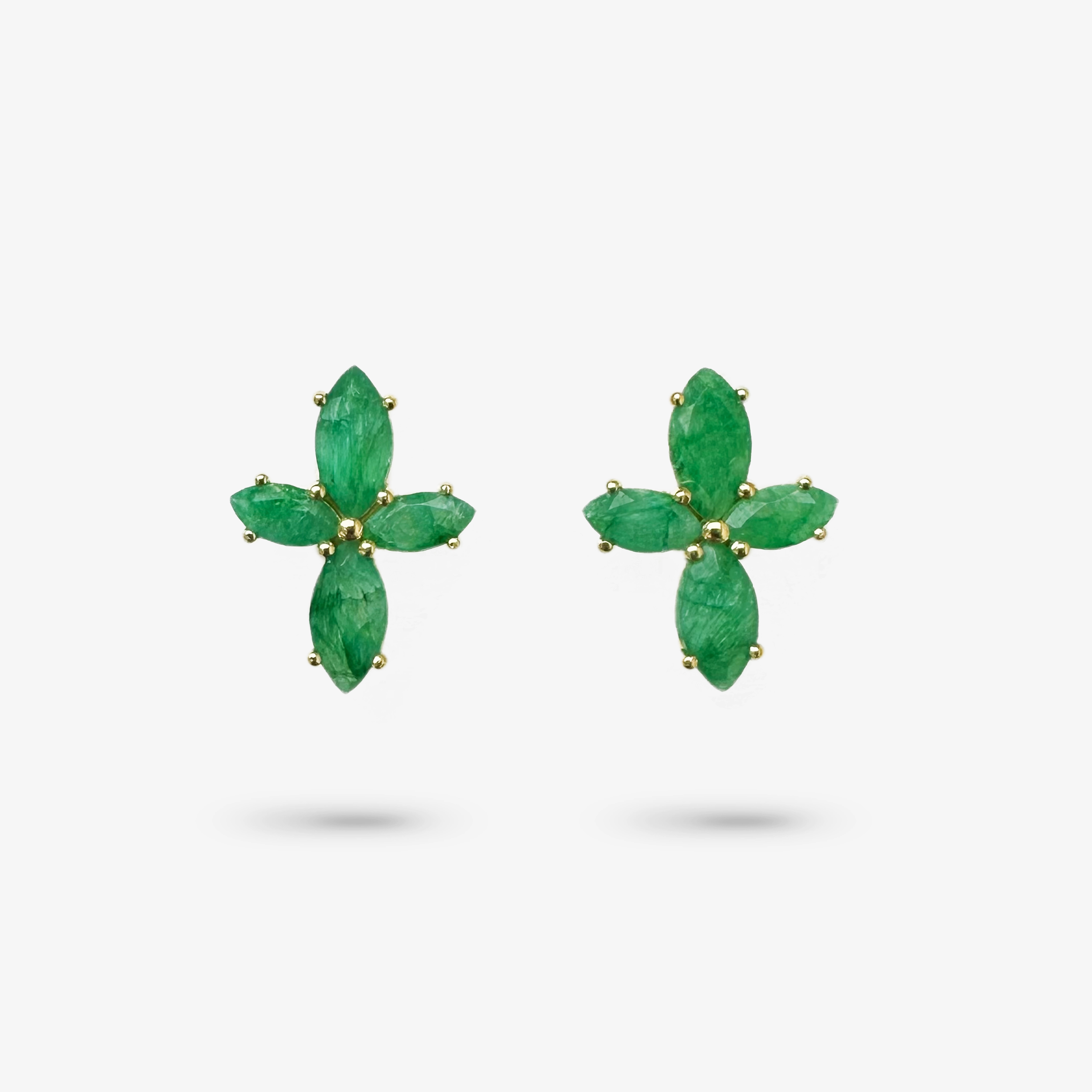 Refined Element Beach Trinket Amare Wear Marquise Flower Green Onyx Earring Studs