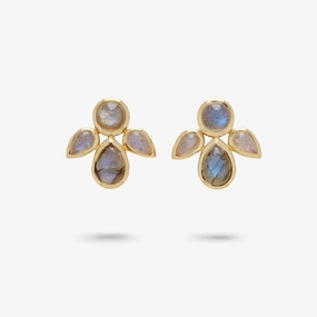 Sparkling Vibe Amare Wear Mini Labradorite Angel Leaf Studs