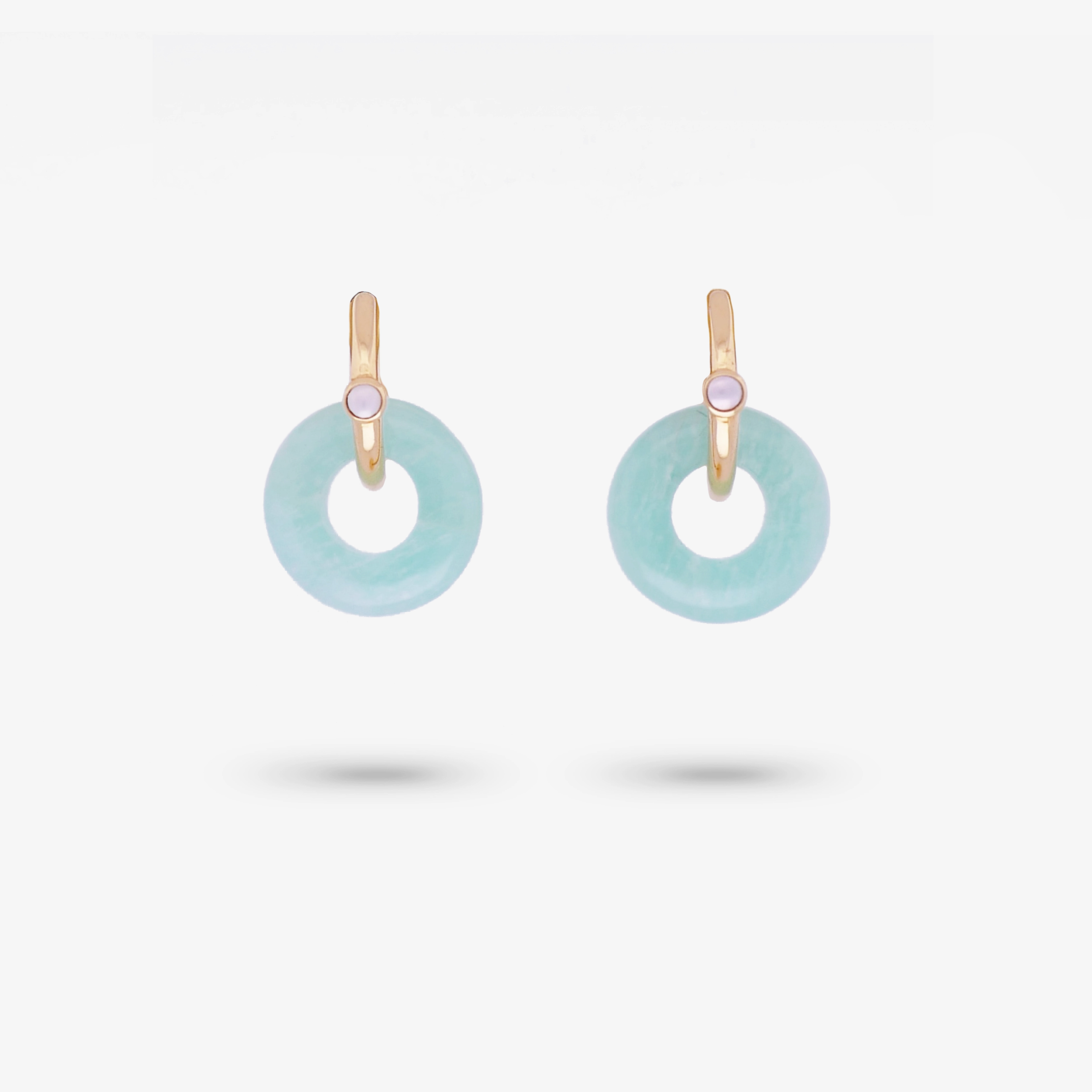 Delicate Mood Amare Wear Oriental Inspired Freshwater Pearl Hoops and Amazonite Earrings