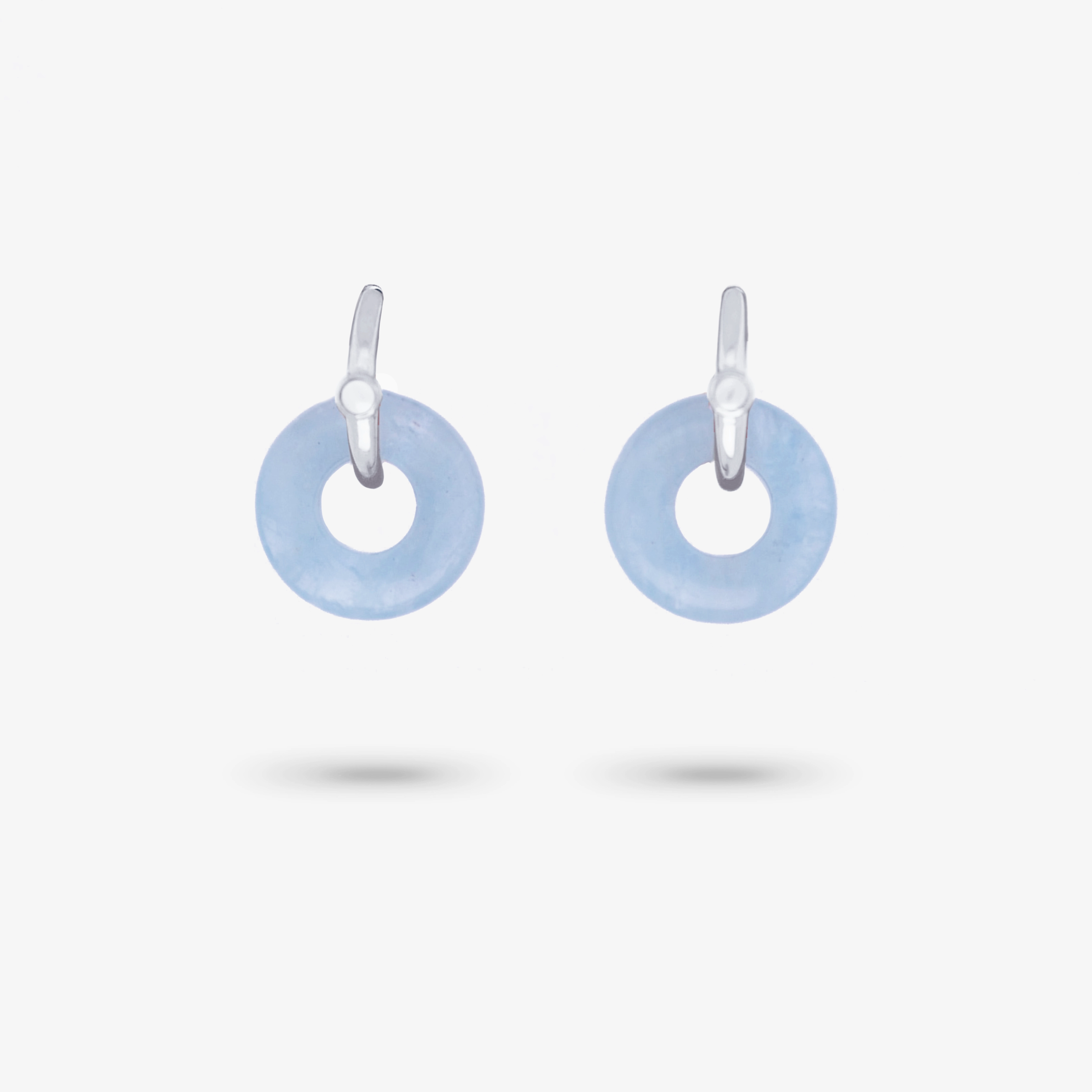 Amare Wear Oriental Inspired Freshwater Pearl Hoops and Aquamarine Earrings Soft Mood Casual Detail