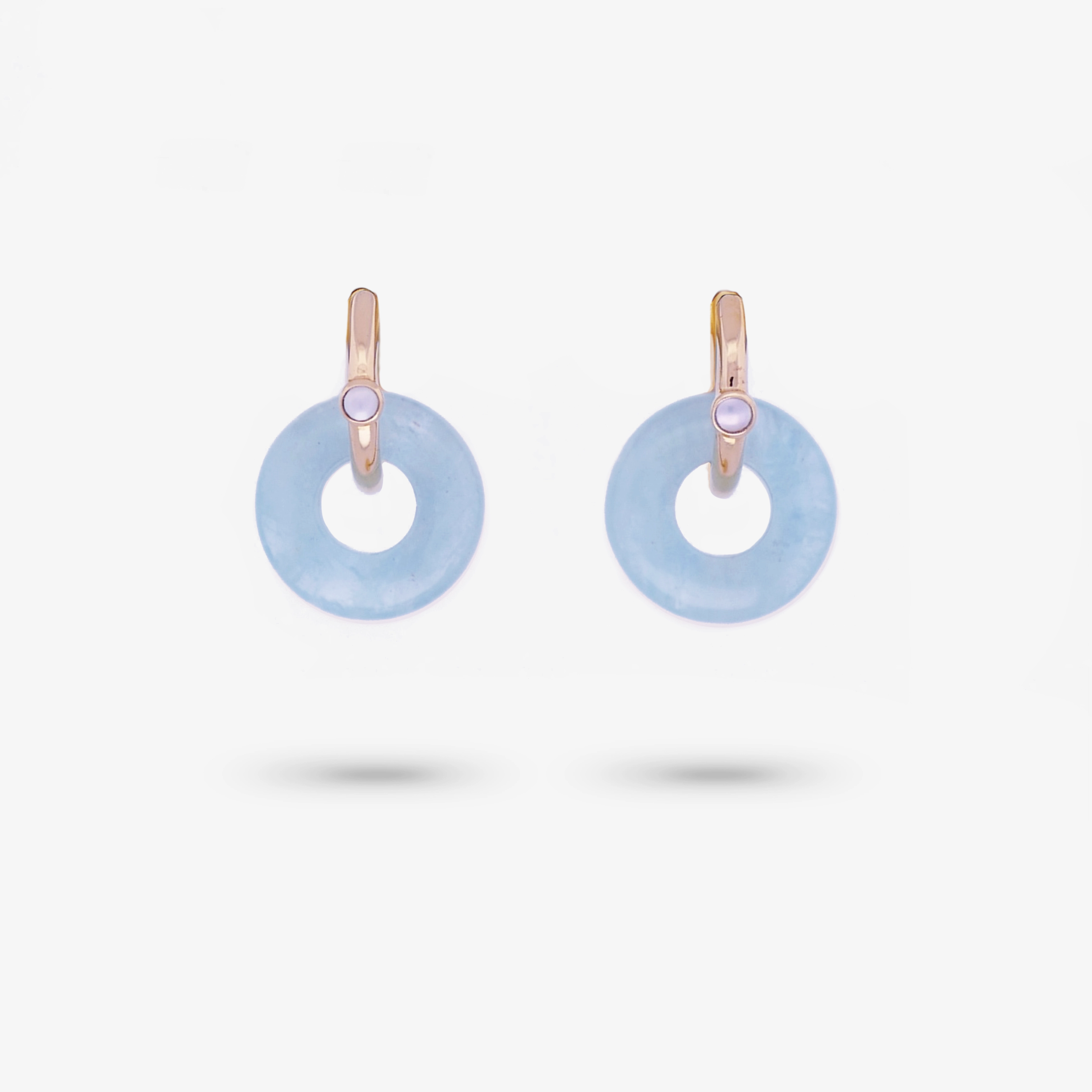 Contemporary Craft Lively Spark Amare Wear Oriental Inspired Freshwater Pearl Hoops and Aquamarine Earrings