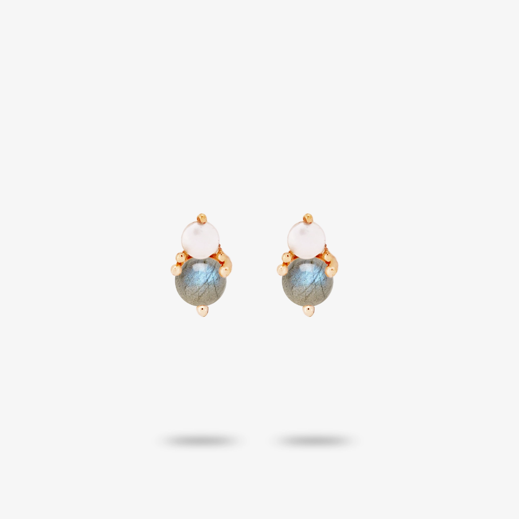 Romantic Occasion Amare Wear Petite Labradorite with Freshwater Pearl Stacked Stud Earring