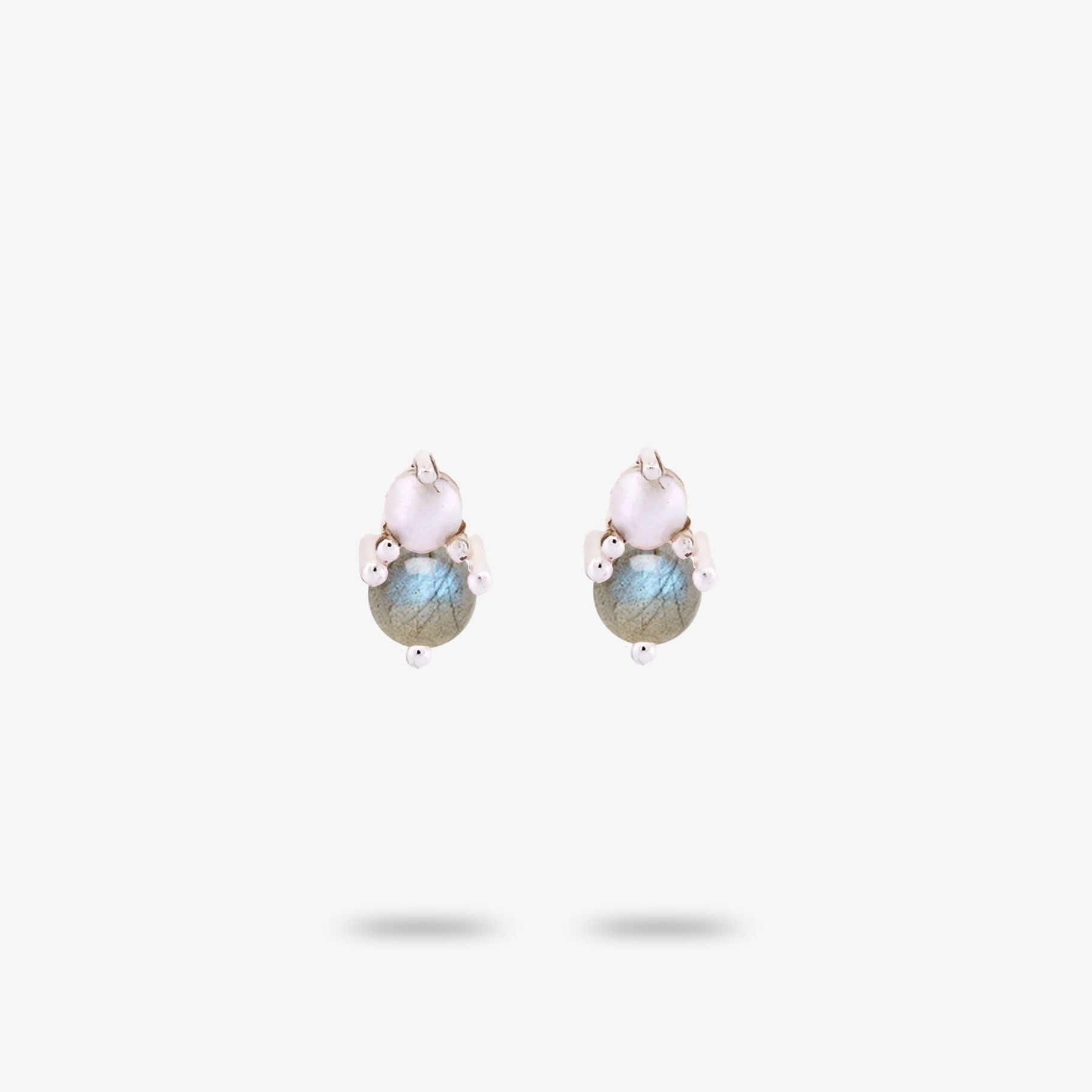 Night Decoration Amare Wear Petite Labradorite with Freshwater Pearl Stacked Stud Earring