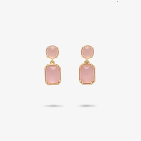 Amare Wear Petite Pink Chalcedony Dangle Earrings Stylish Adornment Glittering Decor