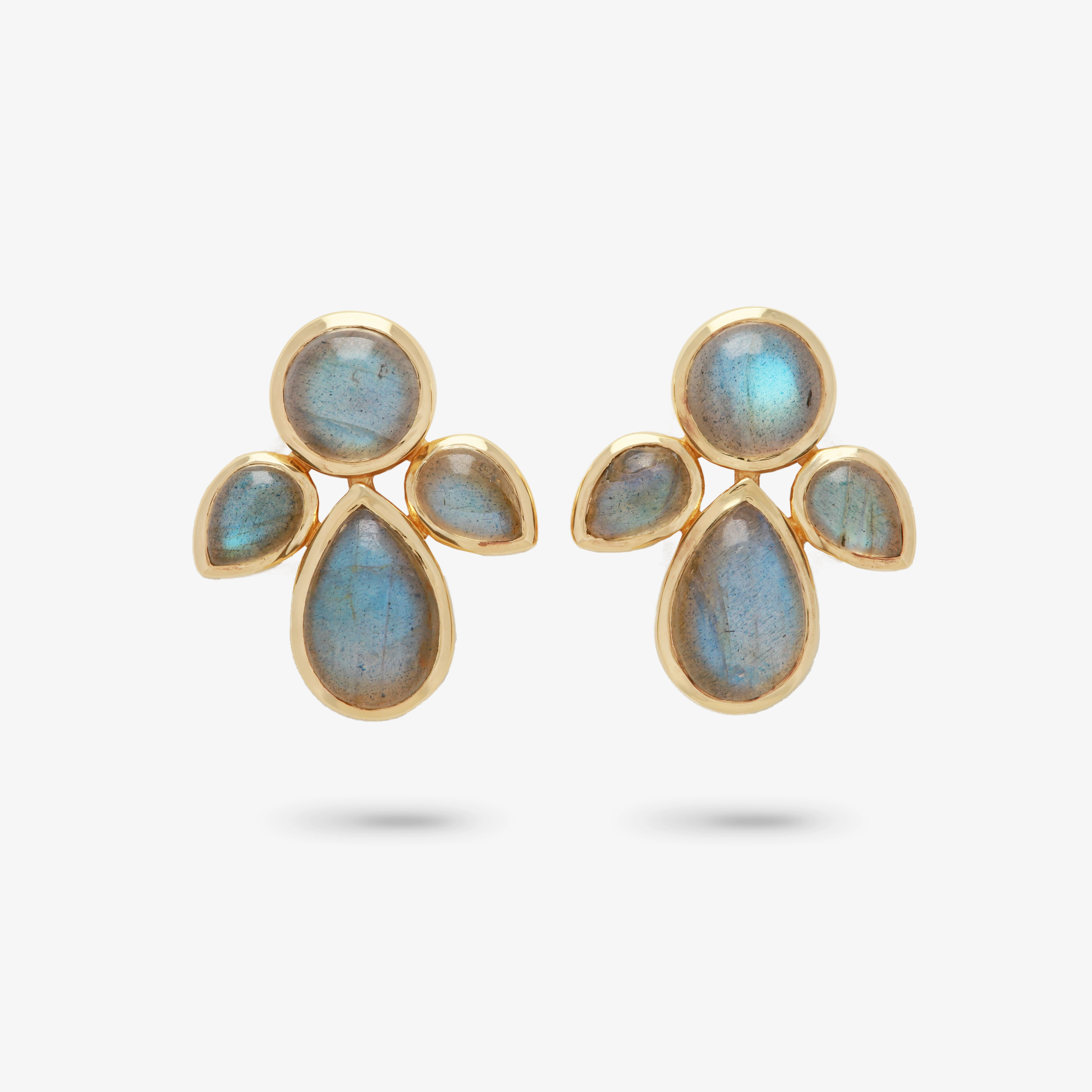 Wedding Ready Amare Wear Statement Labradorite Angel Leaf Studs