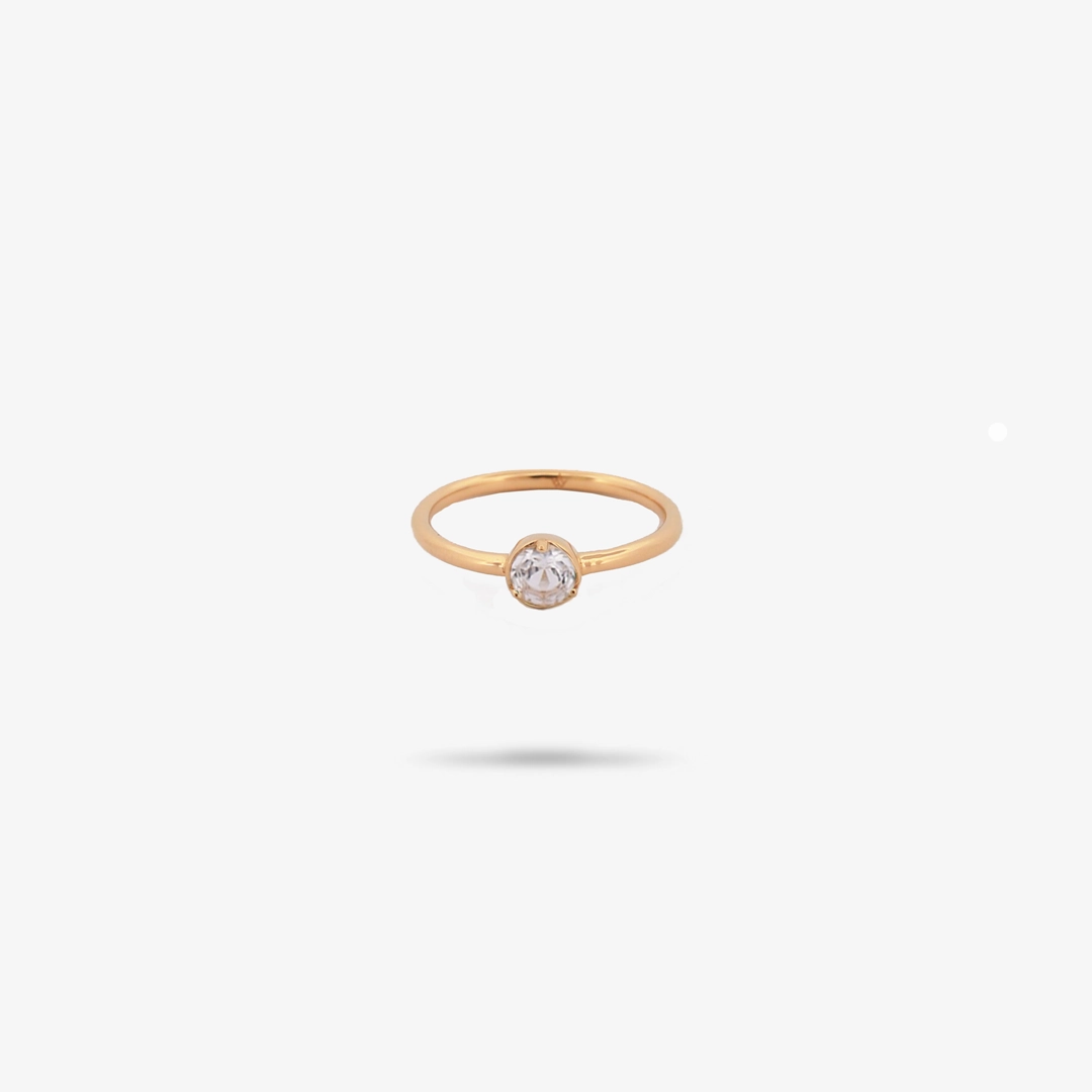 Silver Edge Romantic Spark Amare Wear White Topaz Solitaire Ring- April Birthstone