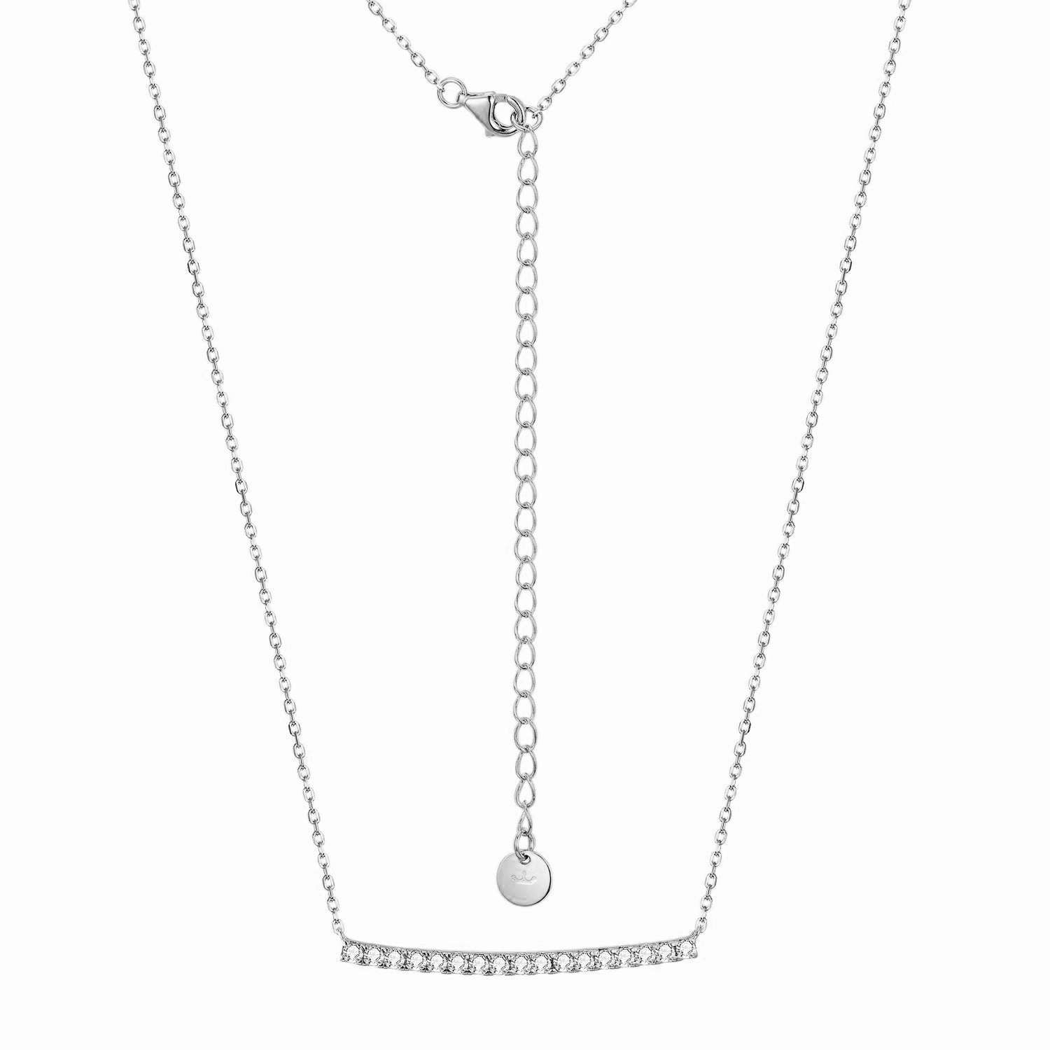 Sterling Silver Gold or Rhodium Plated CZ Bar Necklace Personal Accent