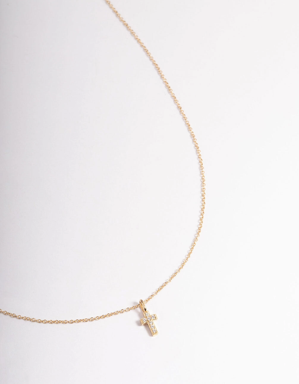 Gold Plated Sterling Silver Cubic Zirconia Small Cross Necklace Unique Flair Creative Gift