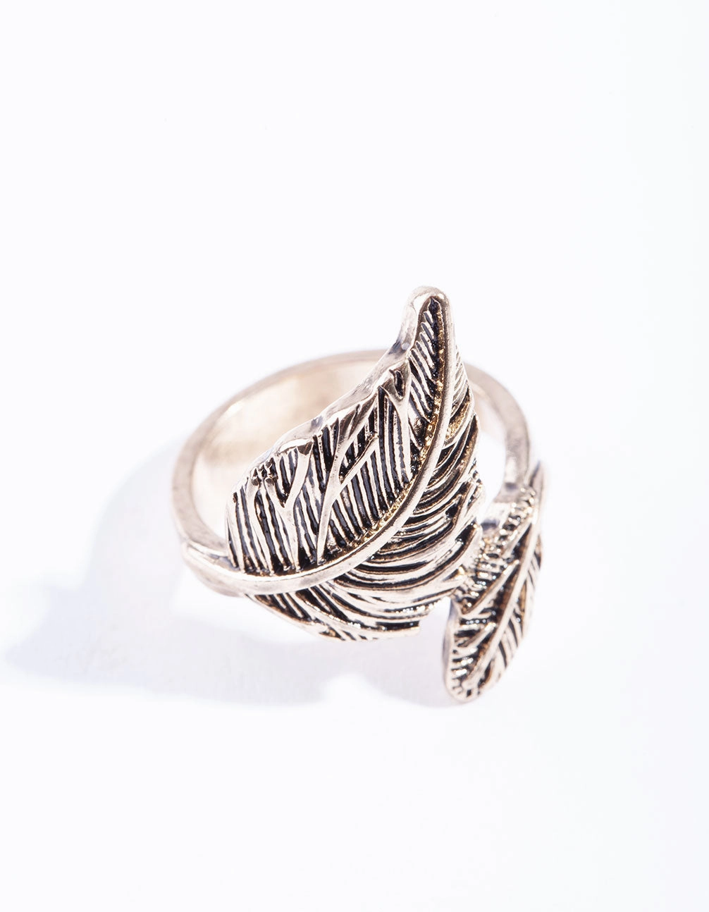 Antique Gold Large & Small Leaf Wrap Ring Simple Trinket