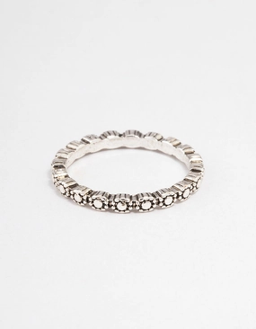 Antique Silver Tiny Flower Ring Evergreen style Size inclusive