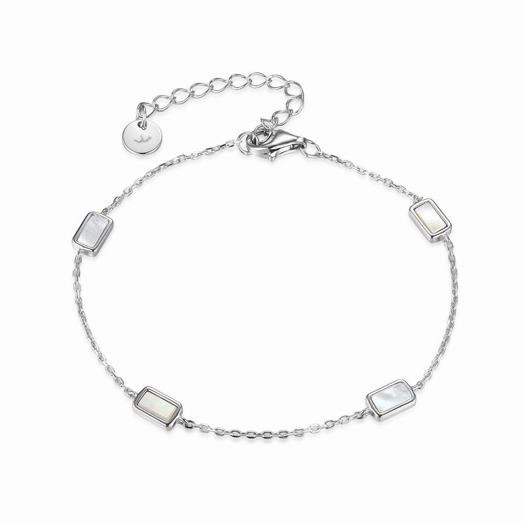 Sterling Silver Micropave CZ Rectangular Stone Station Bracelet Planetary Combinations