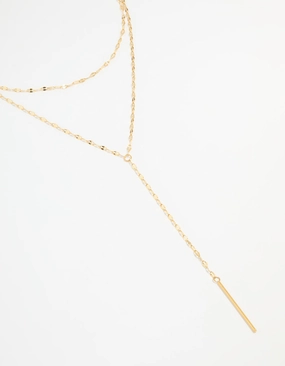 Sophisticated Look Fantastic Adornment Waterproof Gold Plated Stainless Steel Layered Chain Y-Necklace