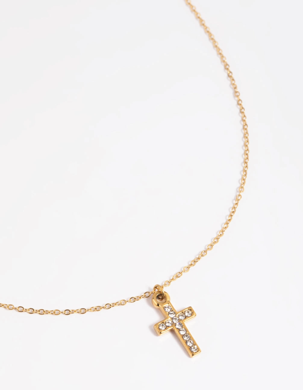 Waterproof Gold Plated Stainless Steel Cubic Zirconia Cross Necklace Statement Detail Own Item