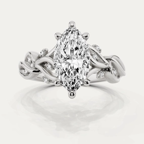 Bold Lines Elegant Sparkle 1 1/2 ctw Marquise Diamond Side Stone Engagement Ring