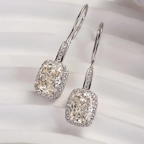 Lustrous Accent Secure Finish Louily Special Halo Cushion Cut Women's Earrings